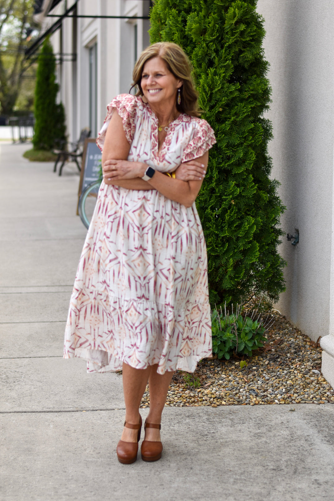 Umgee Geometric Print Midi Dress