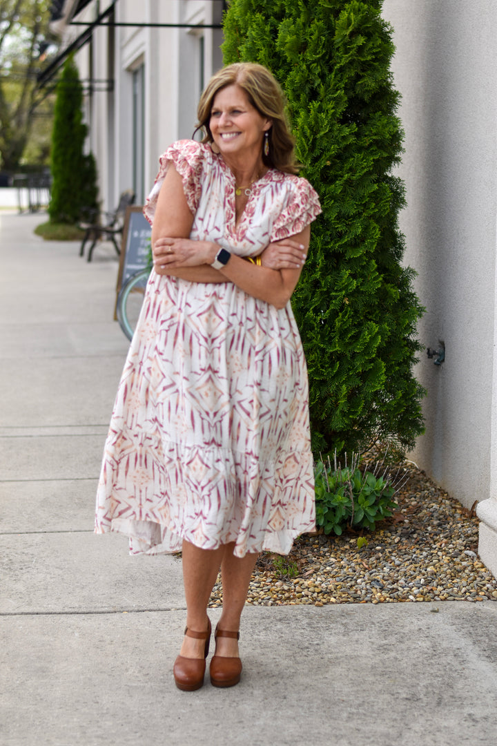 Umgee Geometric Print Midi Dress