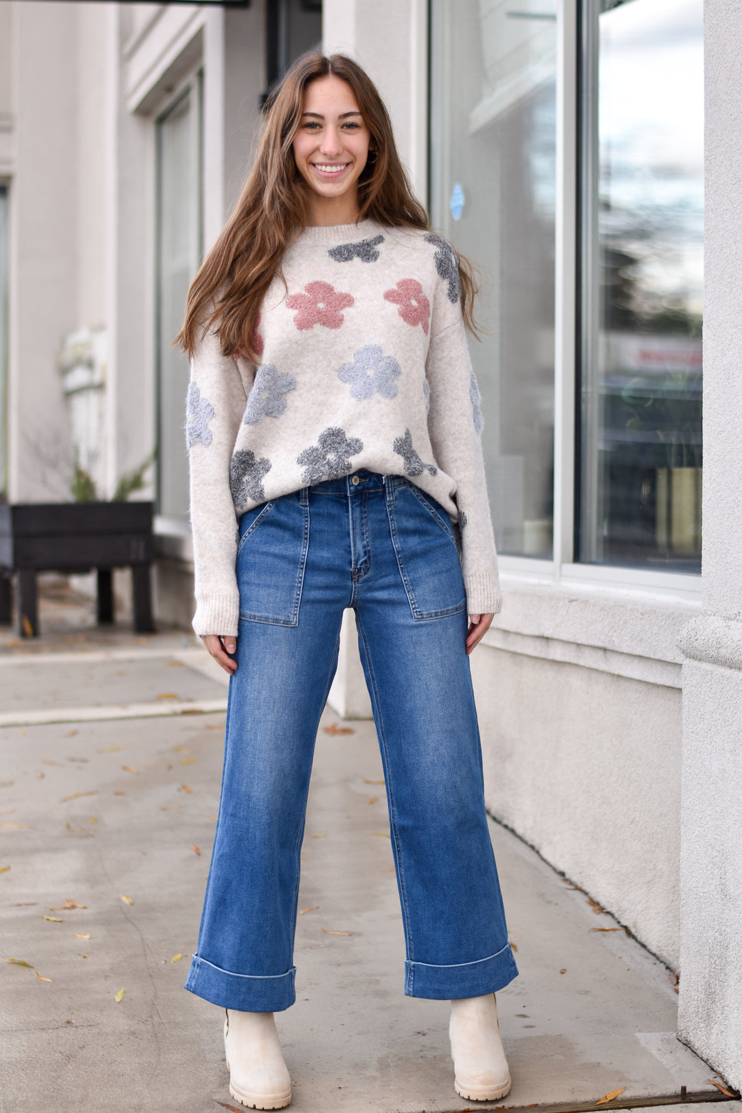 Daisy Dream Puff Flower Sweater