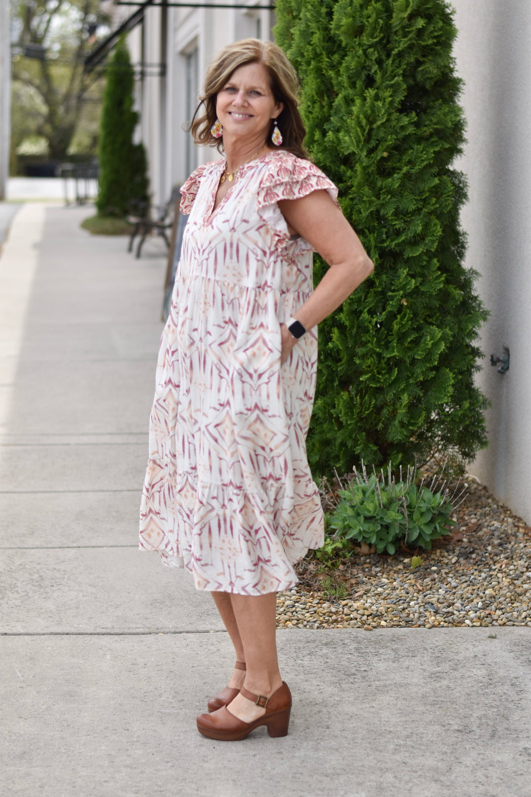 Umgee Geometric Print Midi Dress