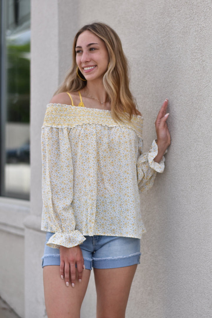 Floral Smocked Off Shoulder Top