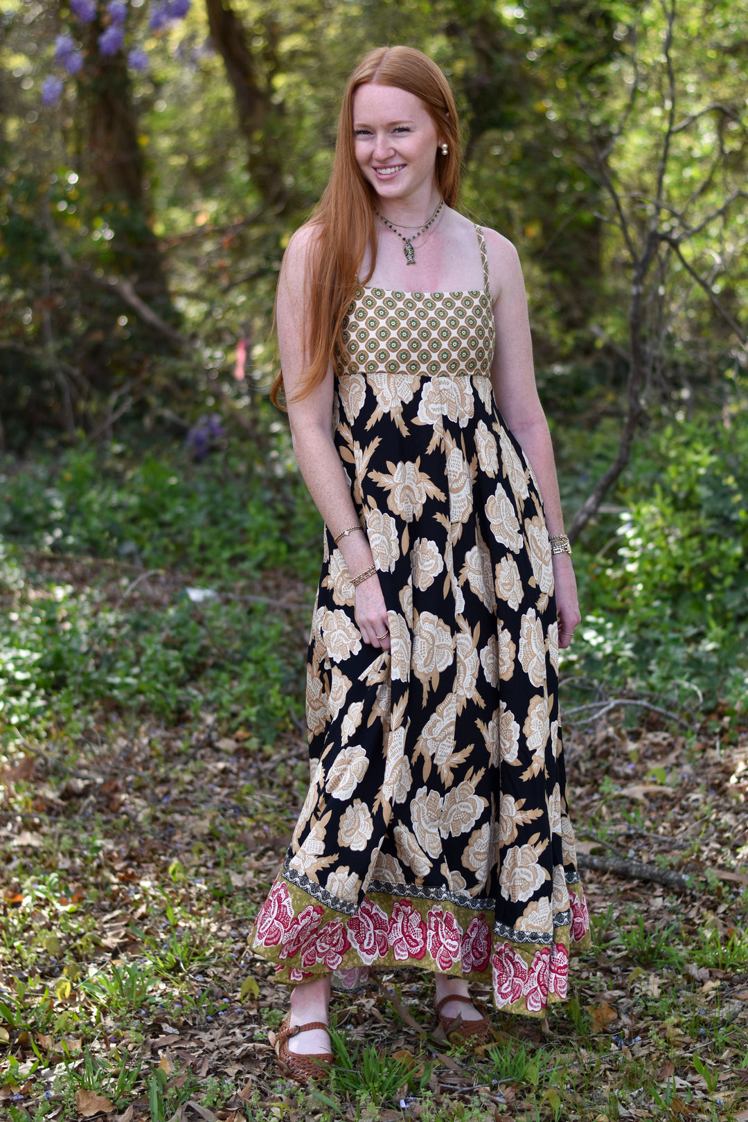Boho Bloom Mix-Print Maxi Dress