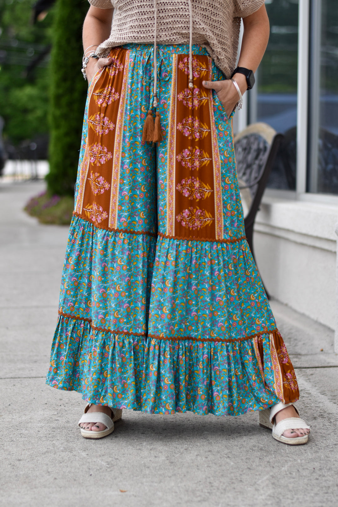 Easel Shiloh Boho Palazzo Pants
