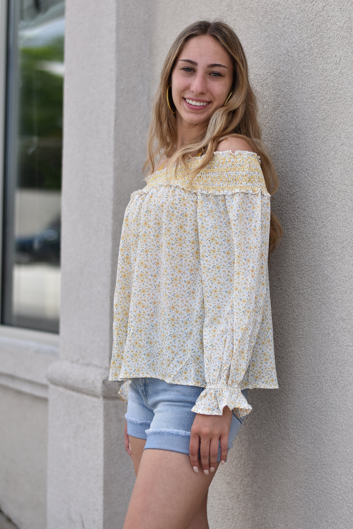 Floral Smocked Off Shoulder Top