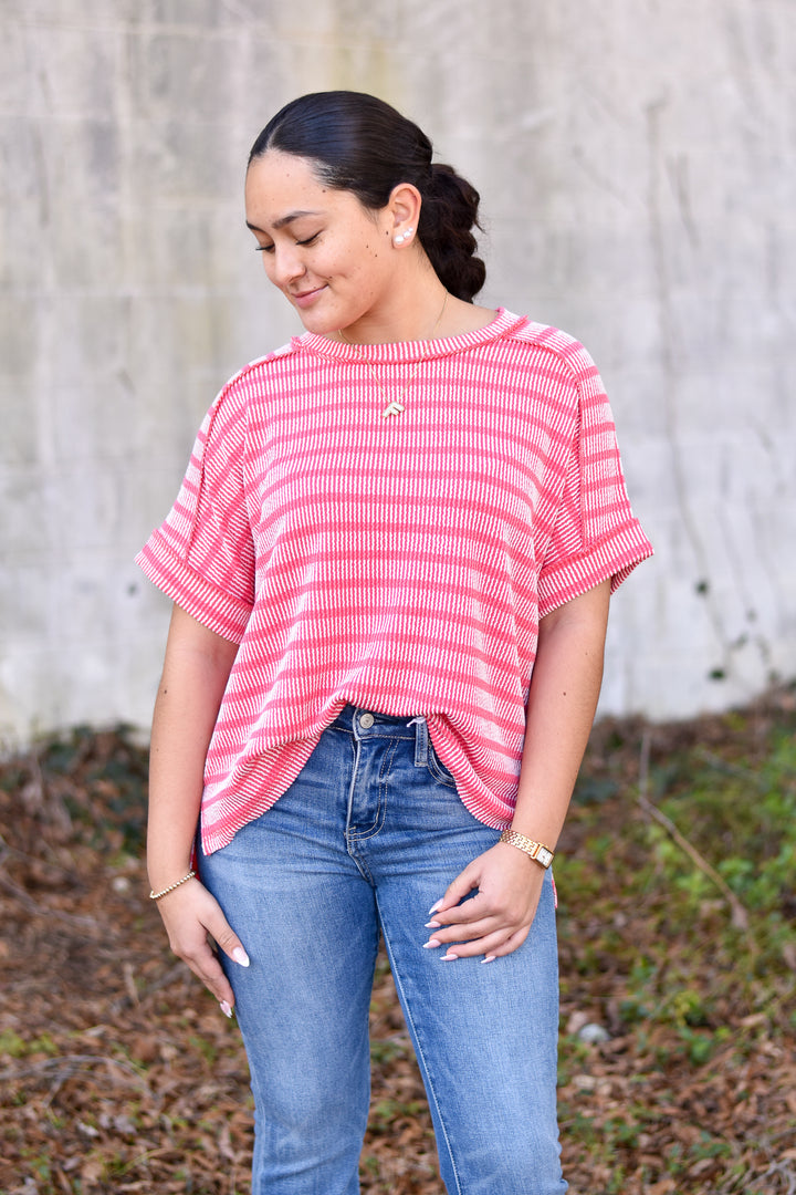 Blush & Berry Ribbed Top