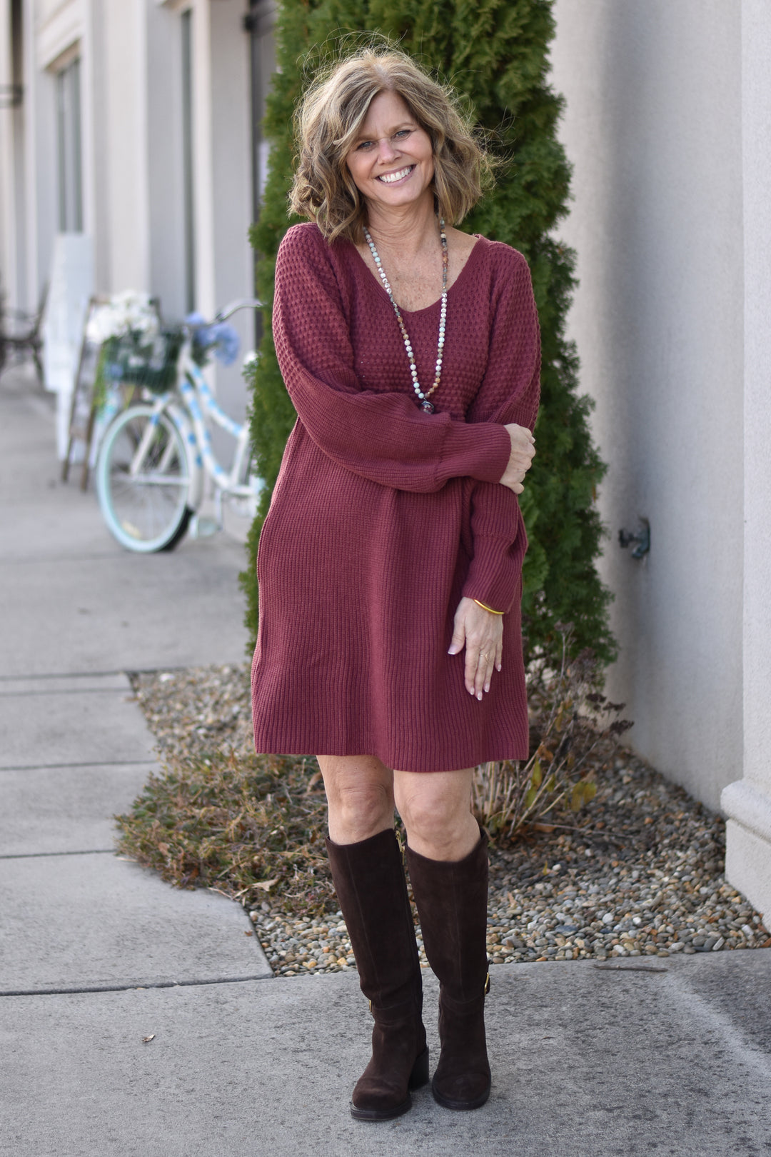 Fireside Wine Sweater Dress