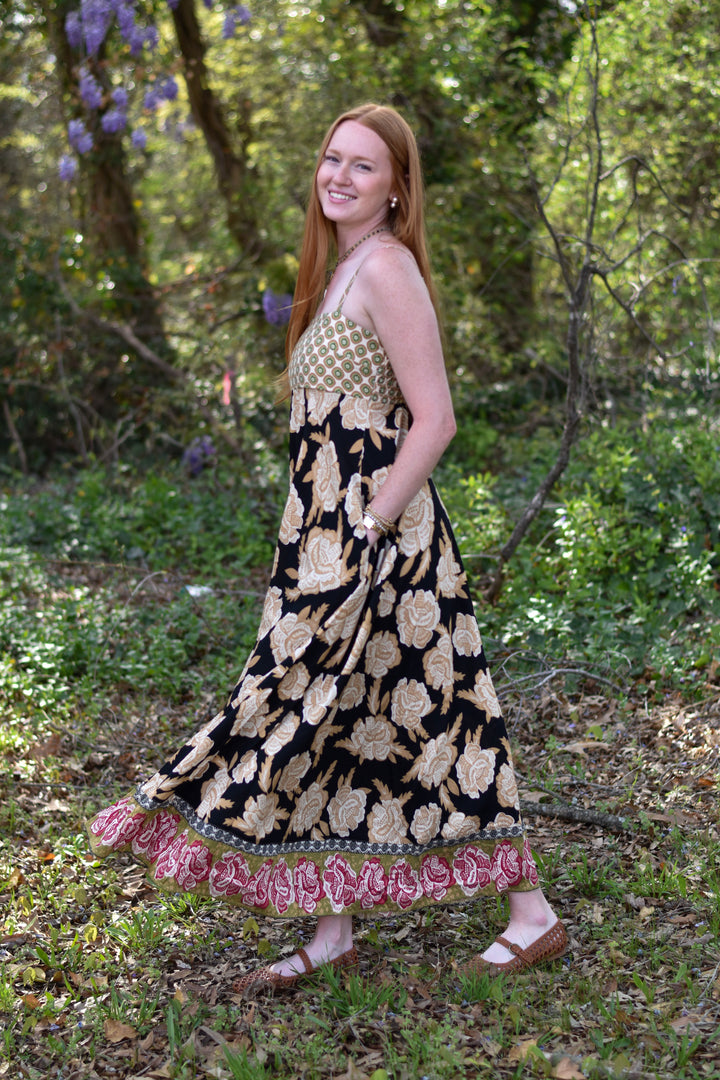 Boho Bloom Mix-Print Maxi Dress