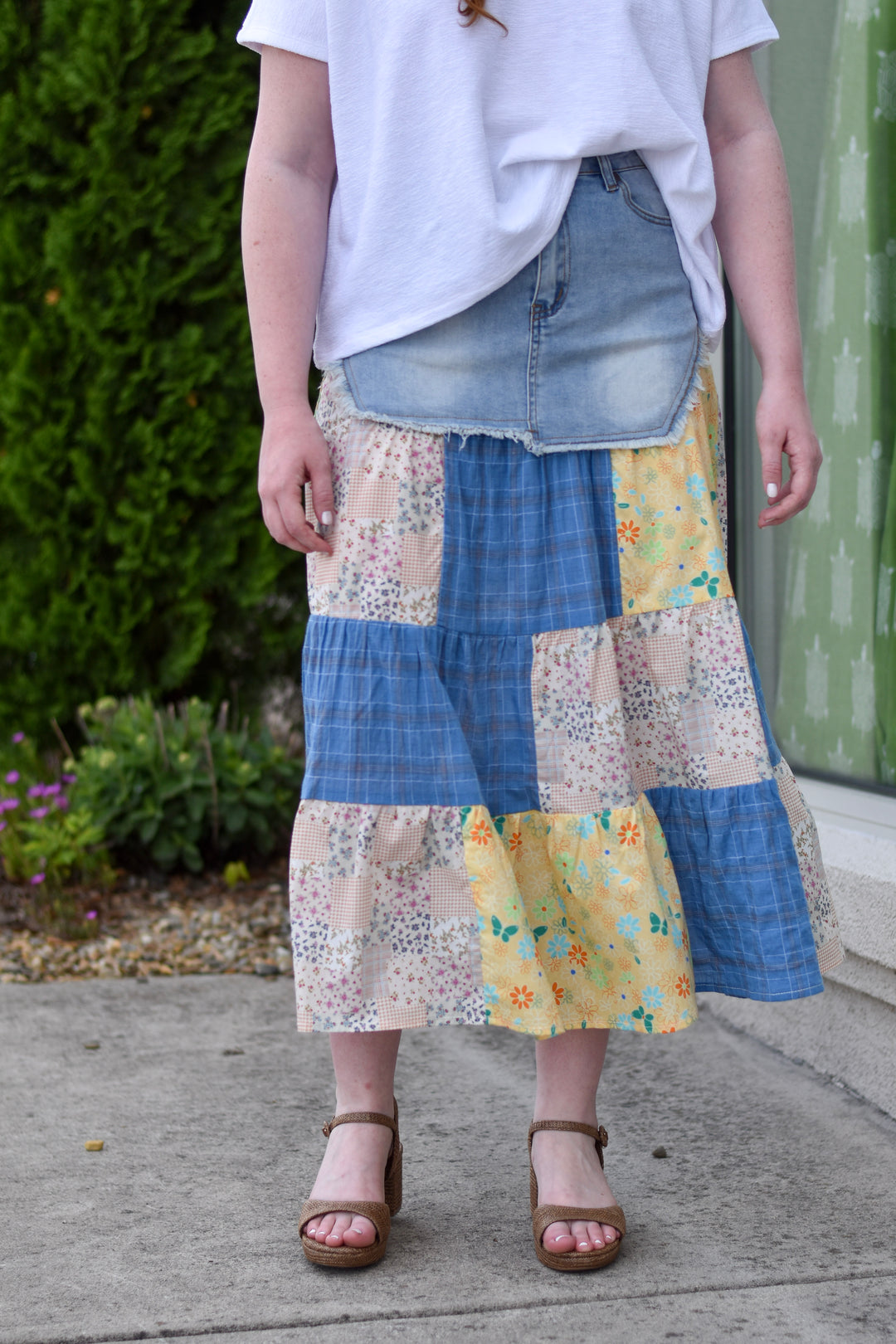Easel's Wildflower Patch Denim Skirt