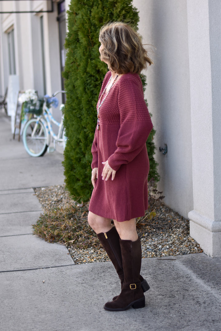 Fireside Wine Sweater Dress