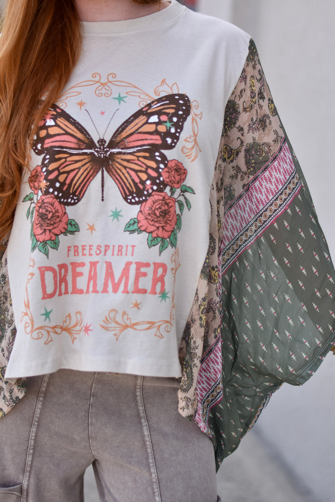 Butterfly Dreamer Vintage Sheer Caftan Top