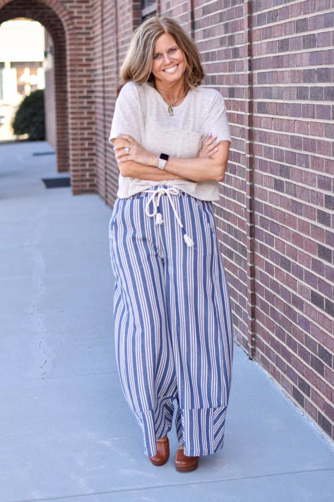 Easel Moonlit Harbor Stripe Pants
