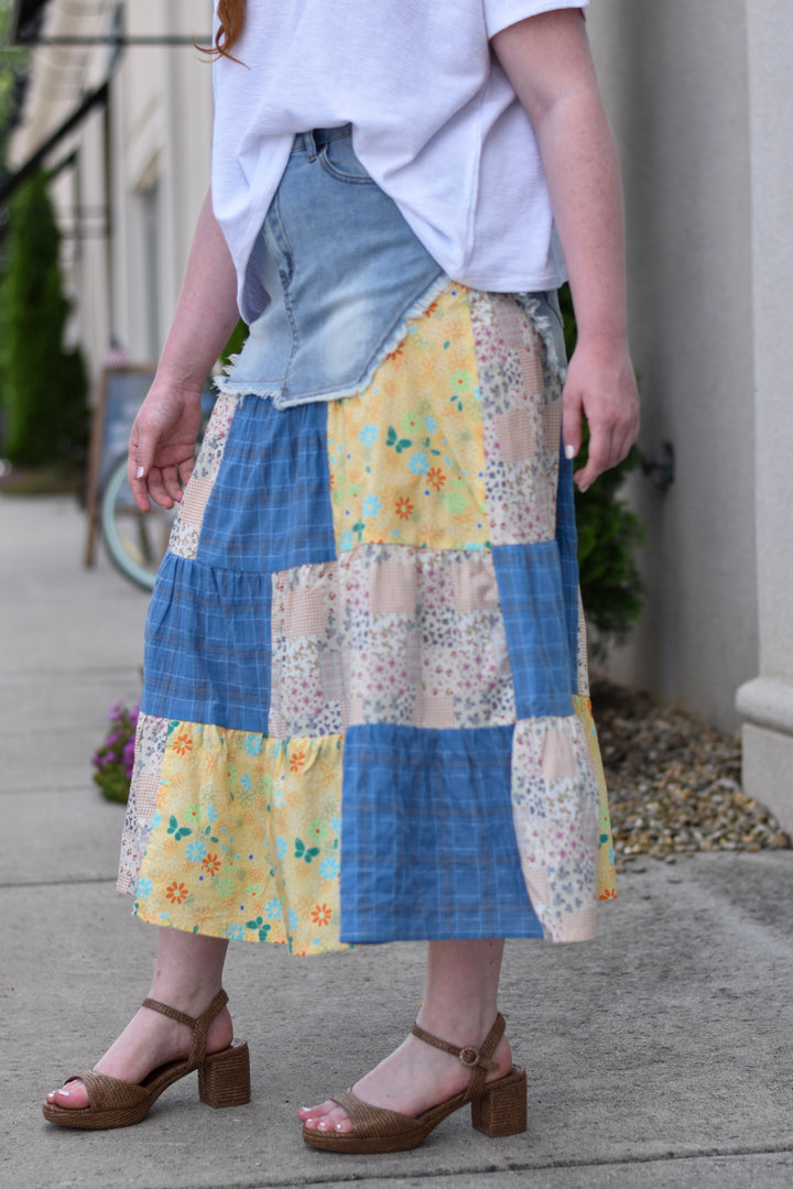 Easel's Wildflower Patch Denim Skirt