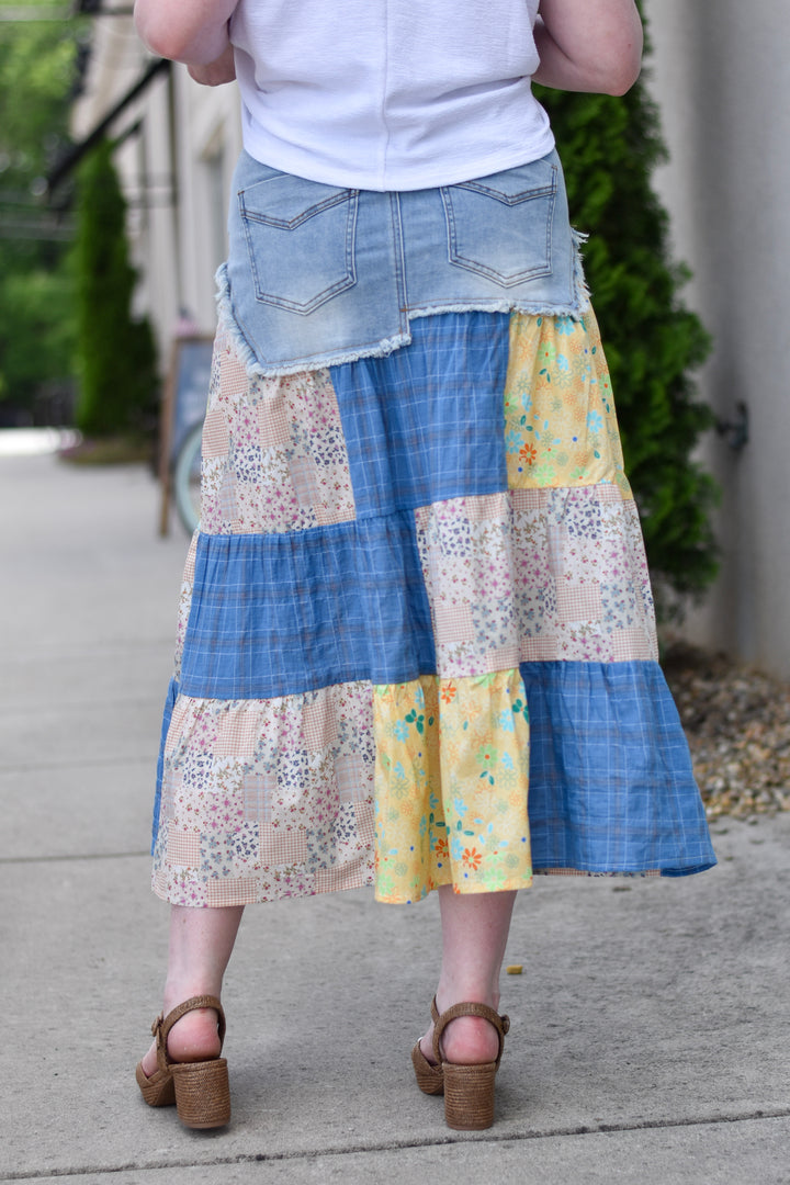 Easel's Wildflower Patch Denim Skirt