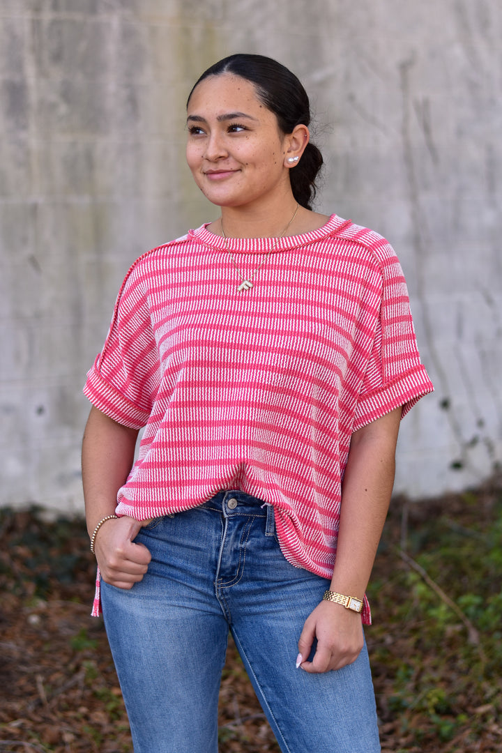 Blush & Berry Ribbed Top
