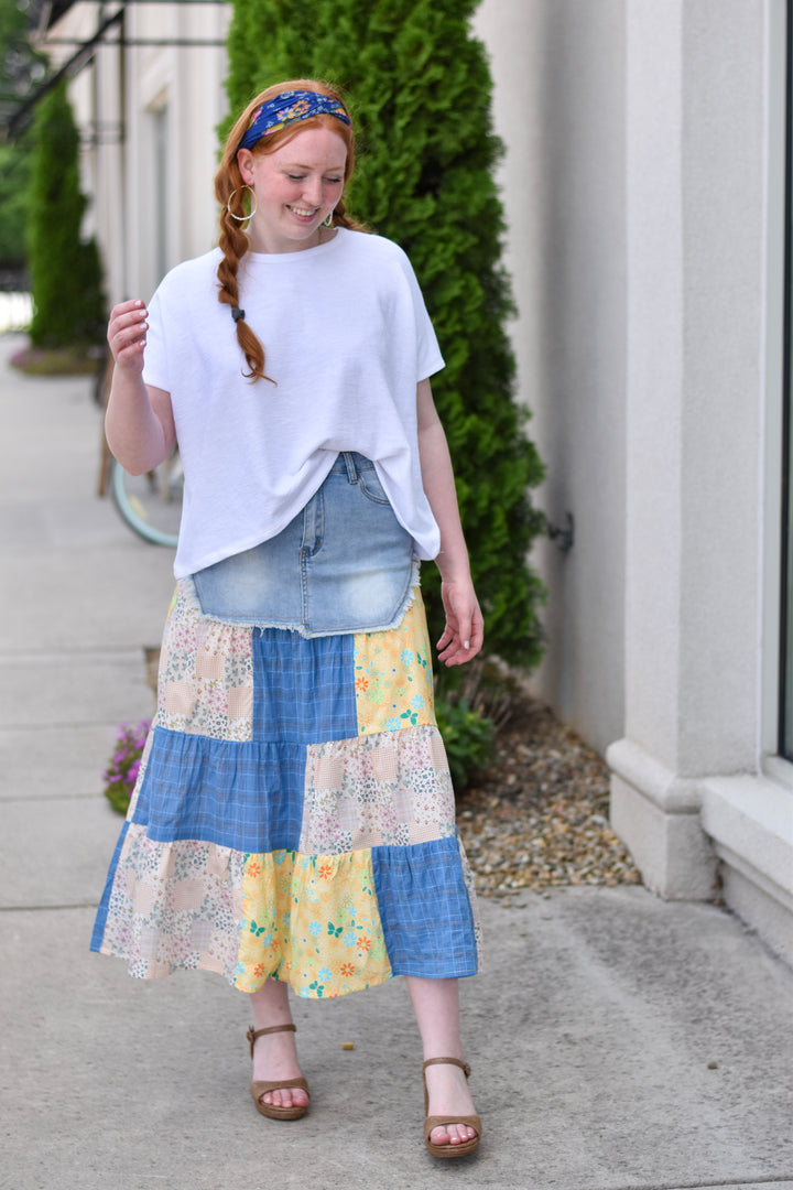 Easel's Wildflower Patch Denim Skirt
