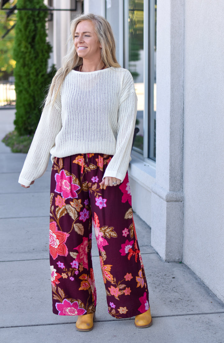 Umgee Wildflower Dreams Wide Leg Pants