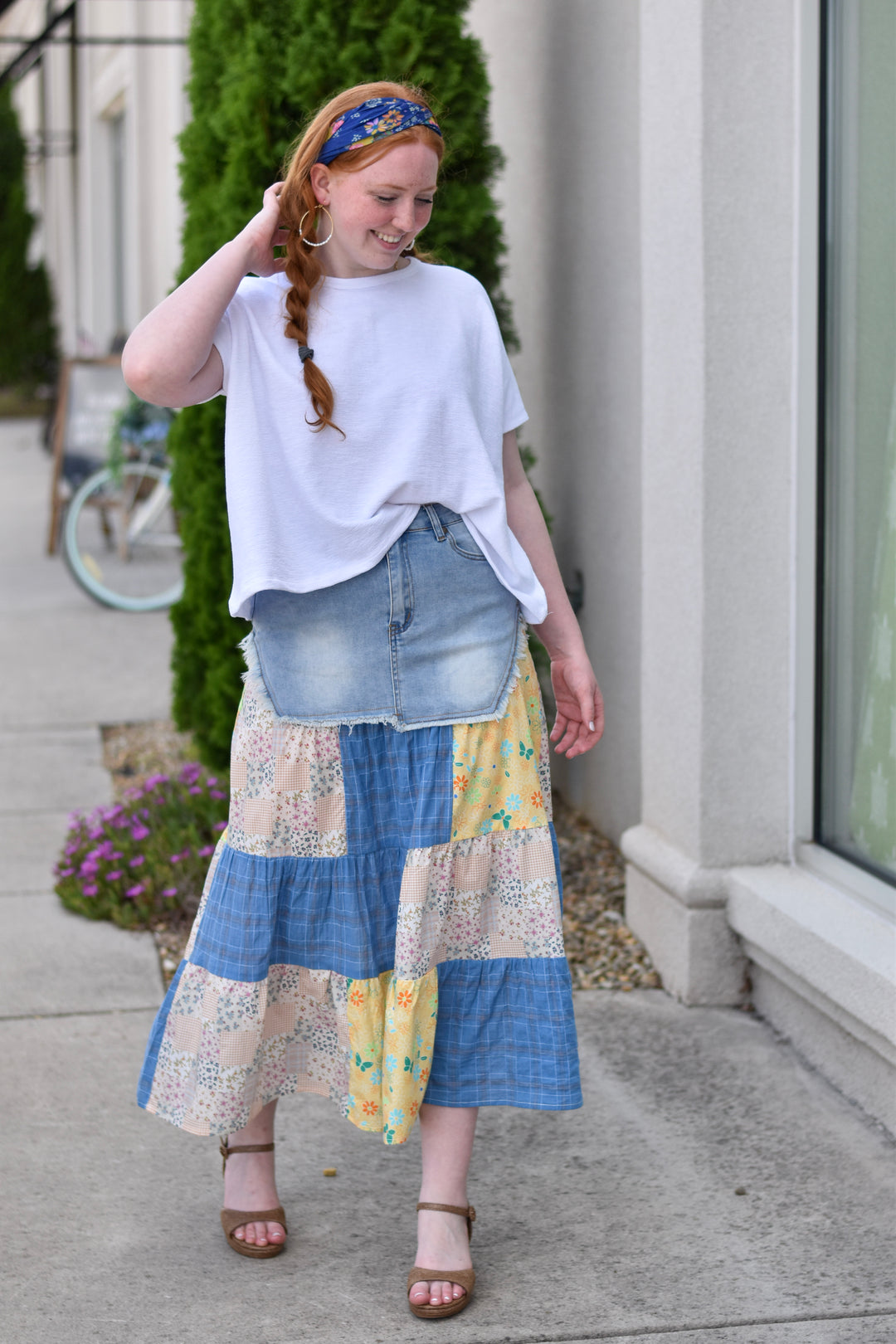 Easel's Wildflower Patch Denim Skirt