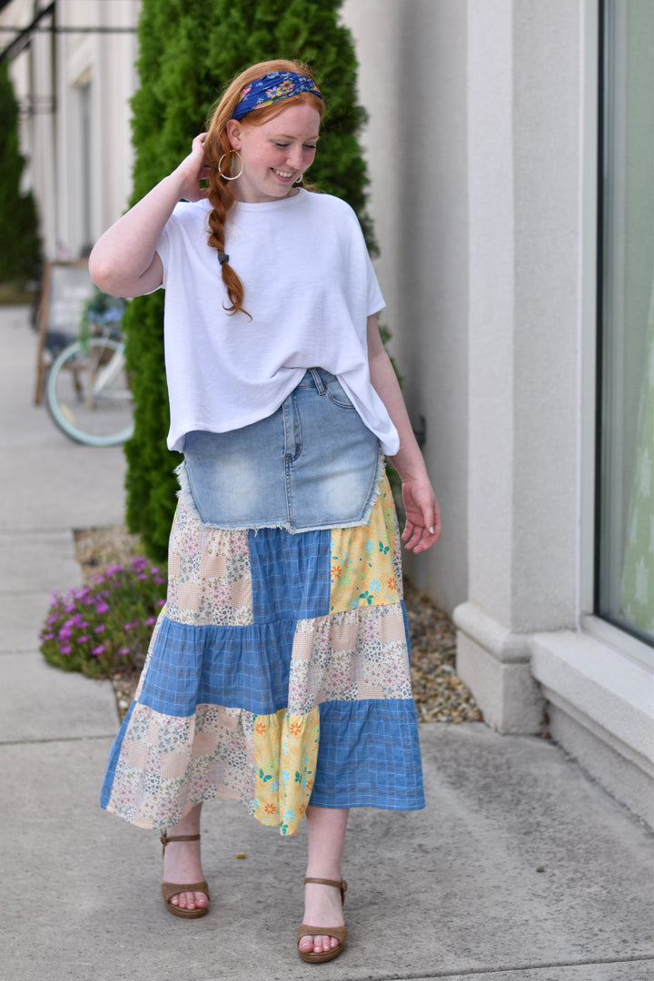 Easel's Wildflower Patch Denim Skirt
