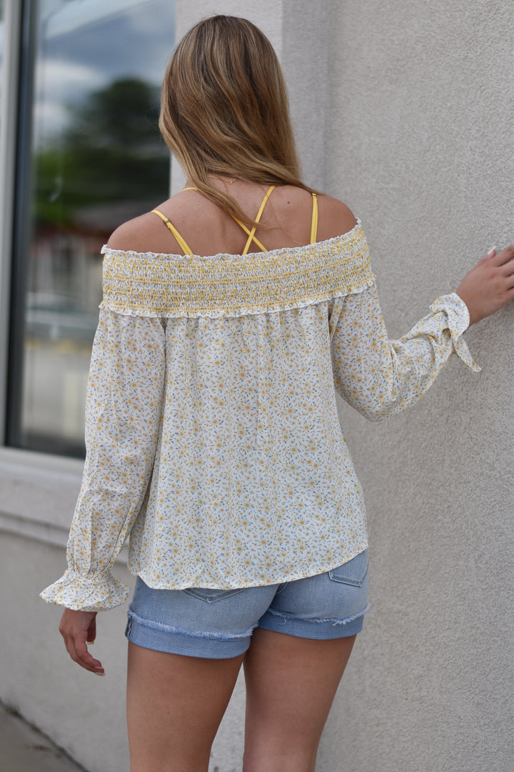 Floral Smocked Off Shoulder Top