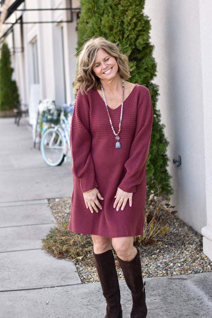 Fireside Wine Sweater Dress