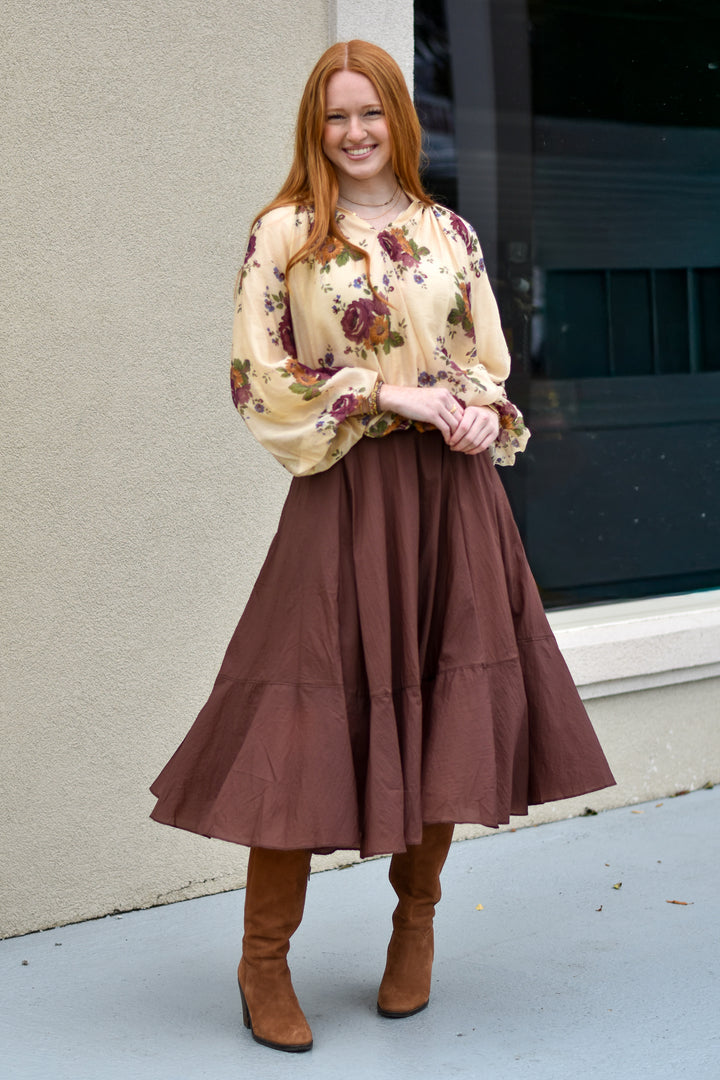 Mocha Grace Midi Skirt