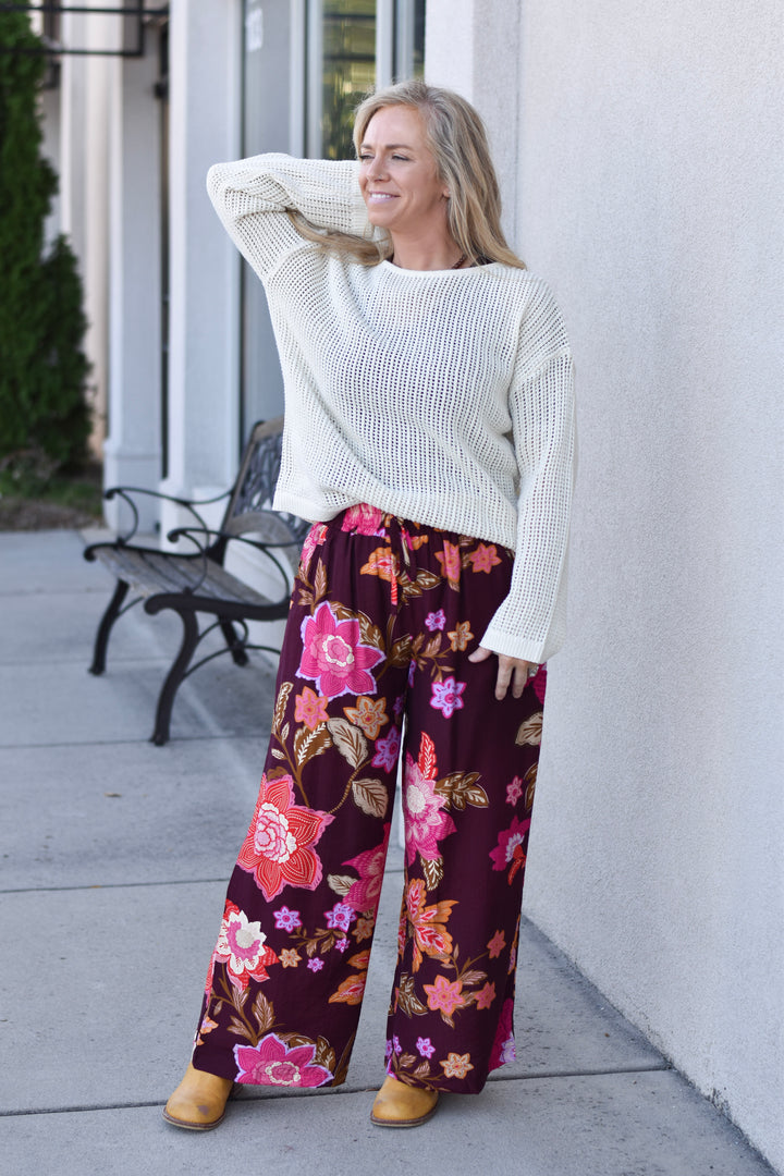 Umgee Wildflower Dreams Wide Leg Pants