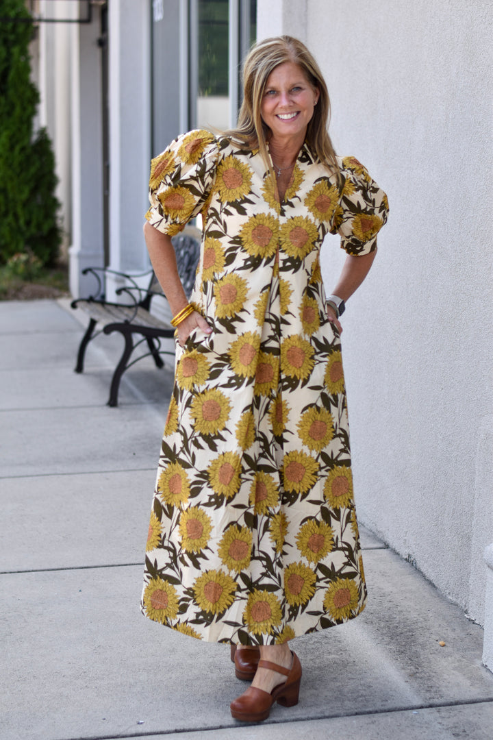 Pinch Golden Sunflower Midi Dress