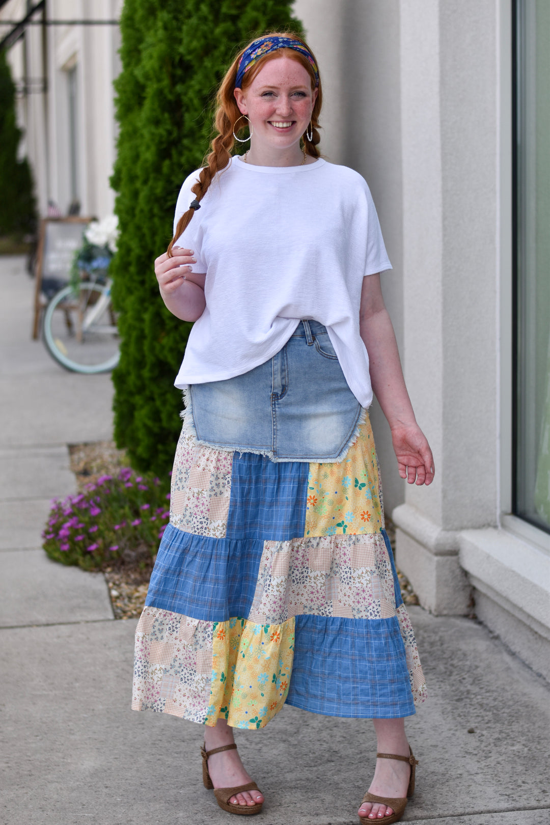Easel's Wildflower Patch Denim Skirt