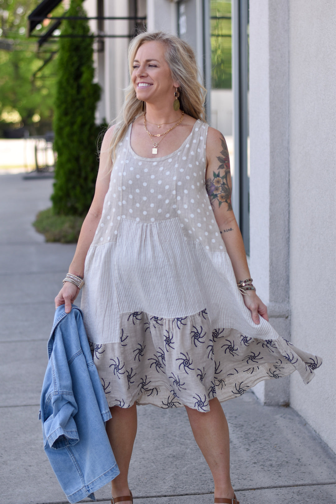 Tempo Paris Riviera Breeze Polka Linen Dress
