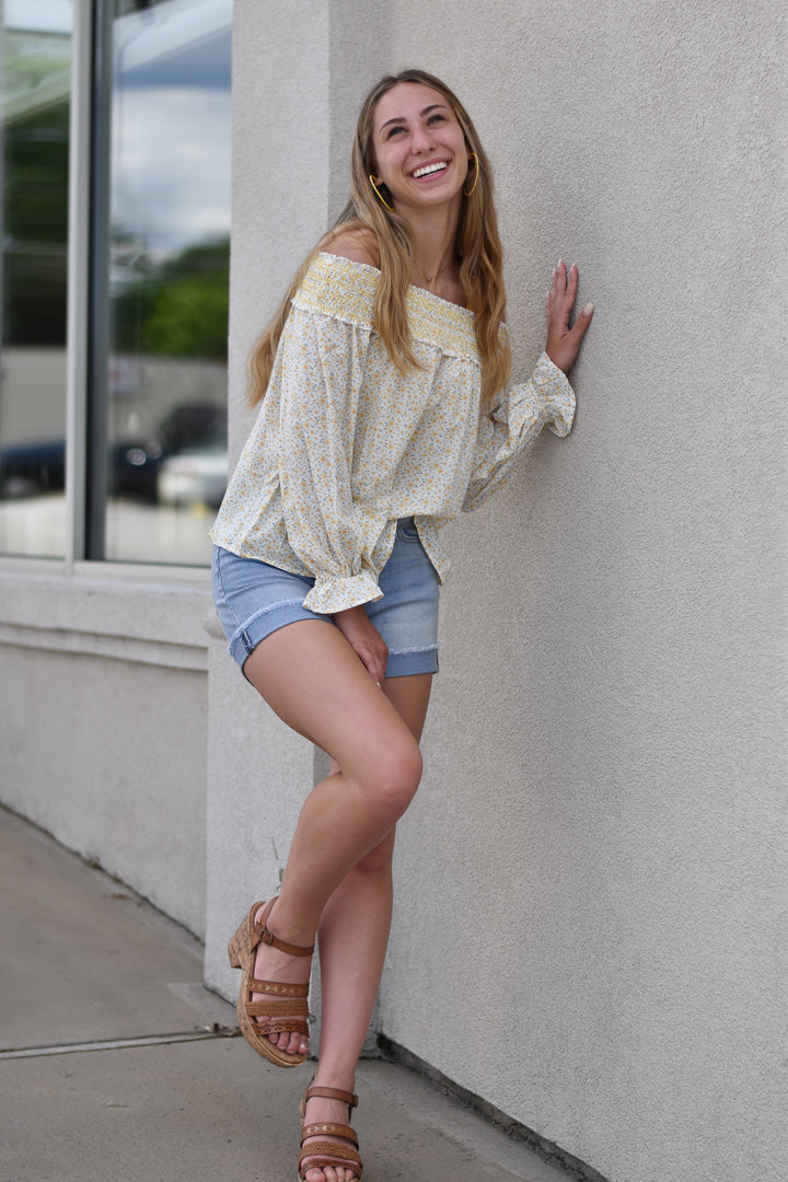 Floral Smocked Off Shoulder Top