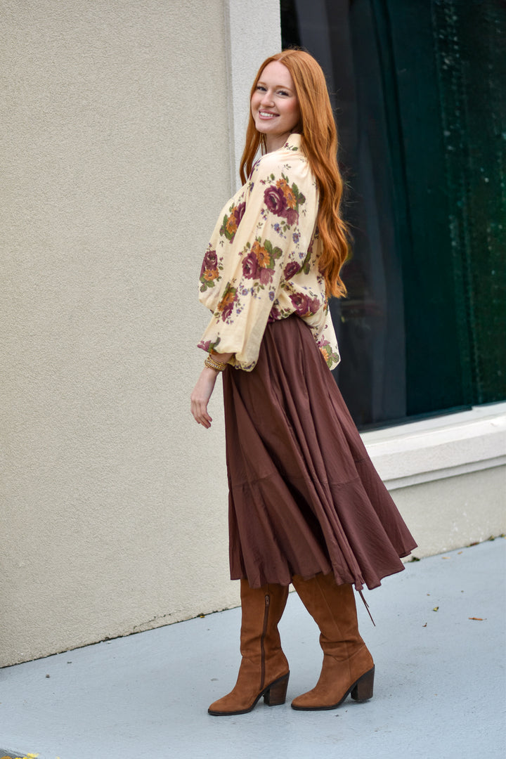 Mocha Grace Midi Skirt