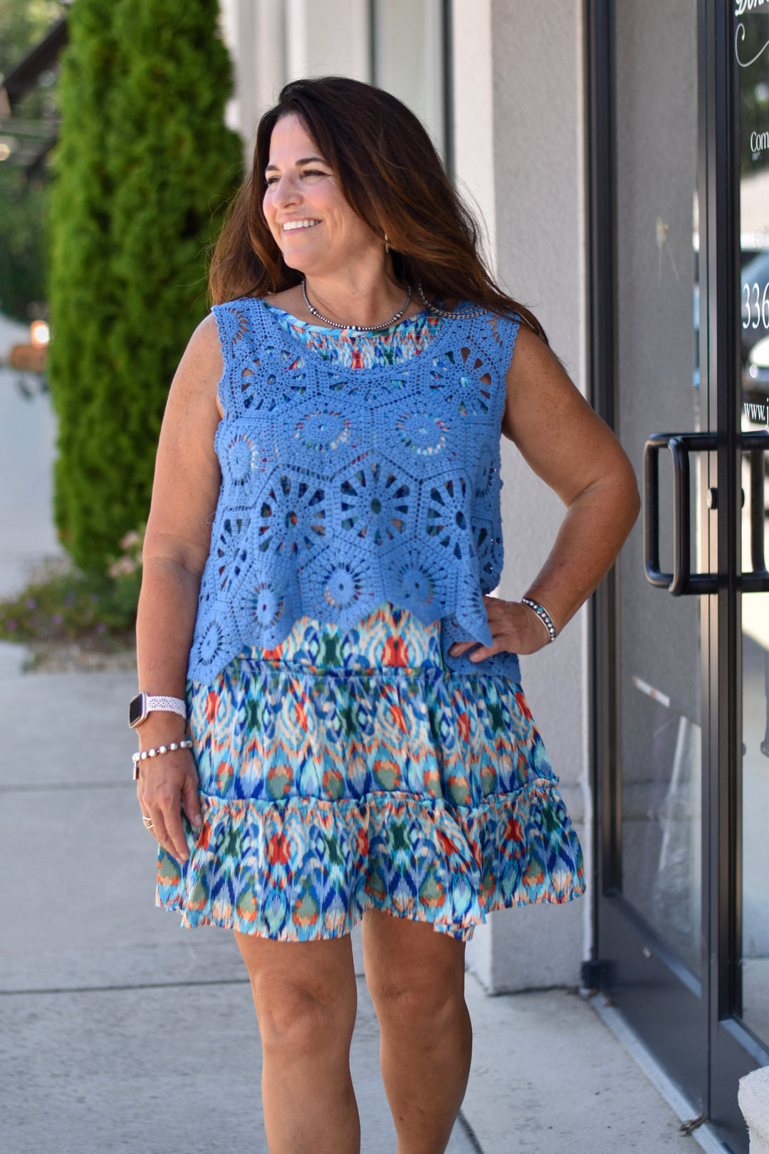 Sunlit Mosaic Mini Dress
