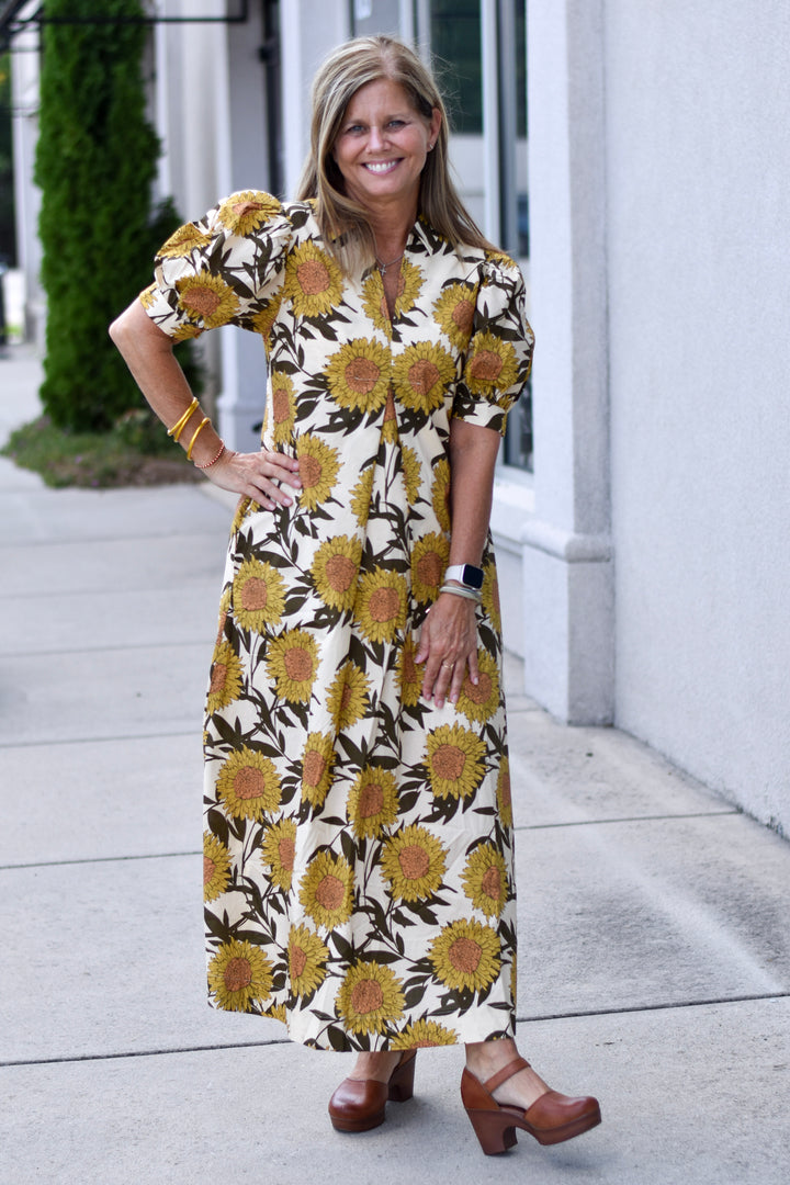 Pinch Golden Sunflower Midi Dress