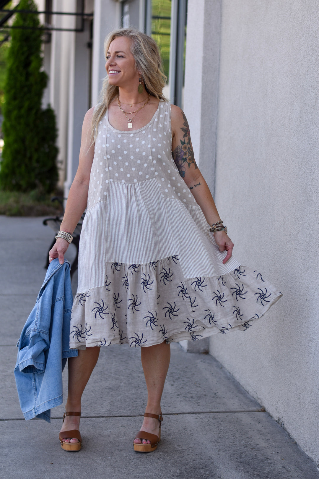 Tempo Paris Riviera Breeze Polka Linen Dress