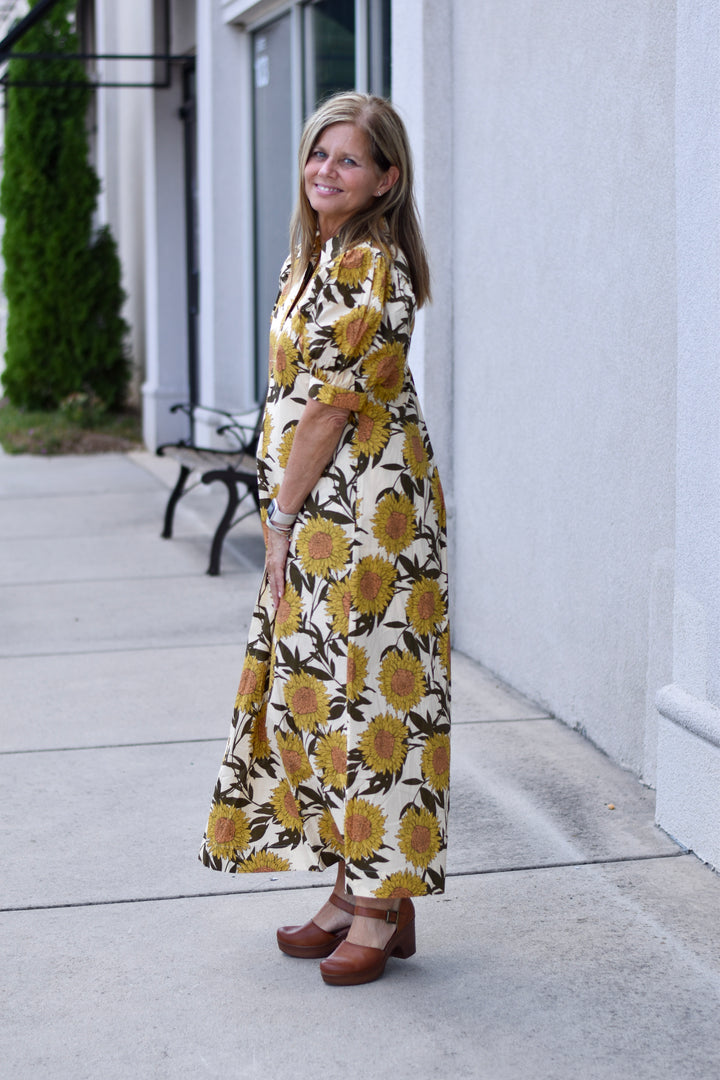 Pinch Golden Sunflower Midi Dress