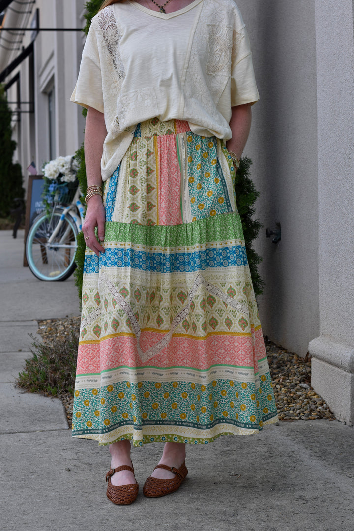 Desert Mosaic Boho Maxi Skirt