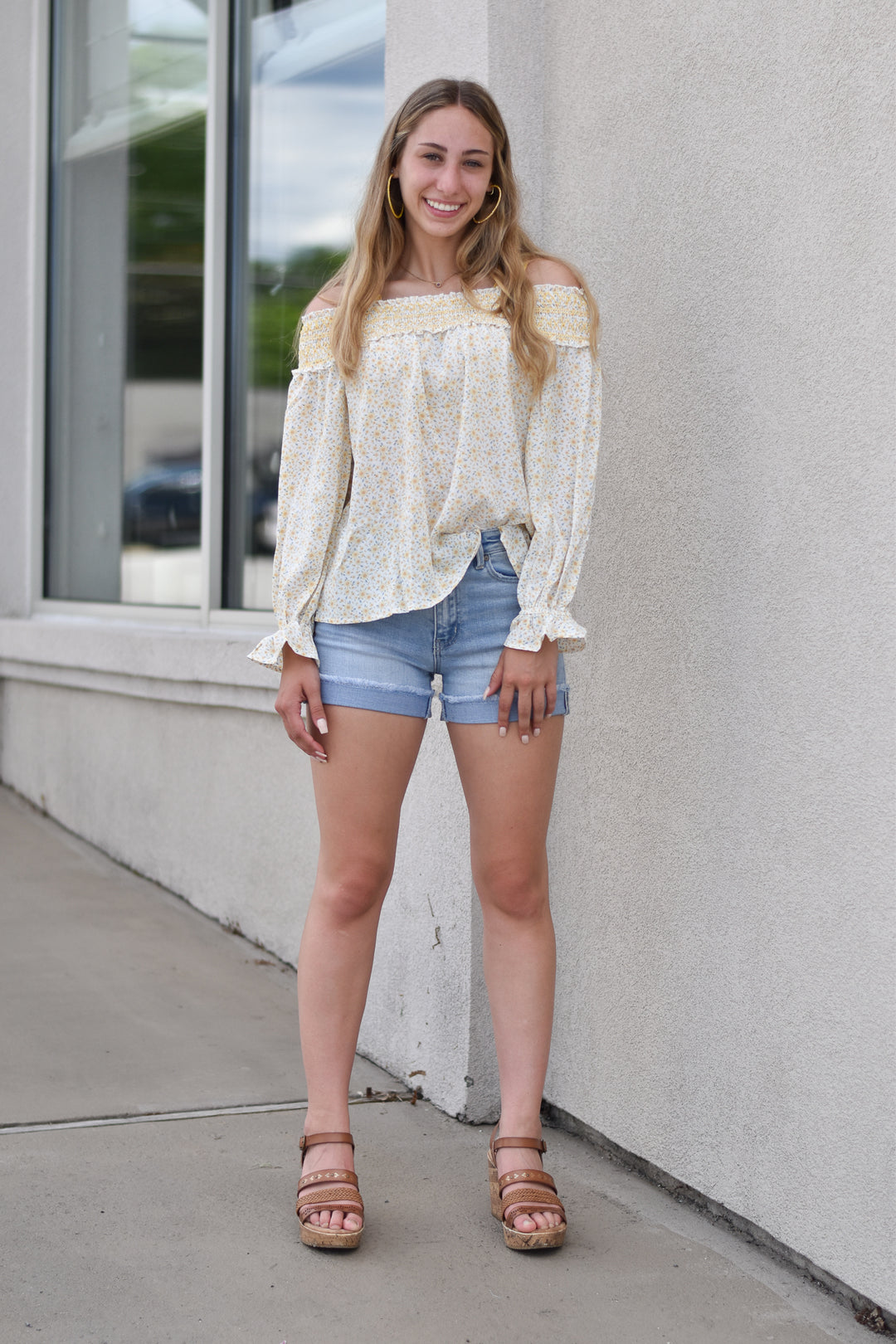 Floral Smocked Off Shoulder Top