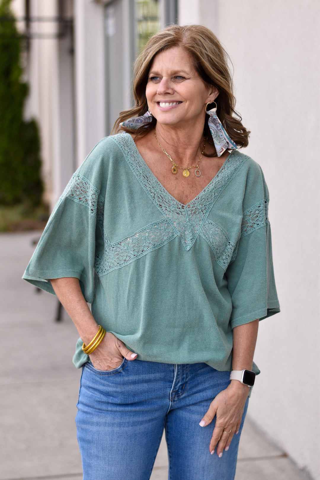 Easel Boho Lace Trim Top