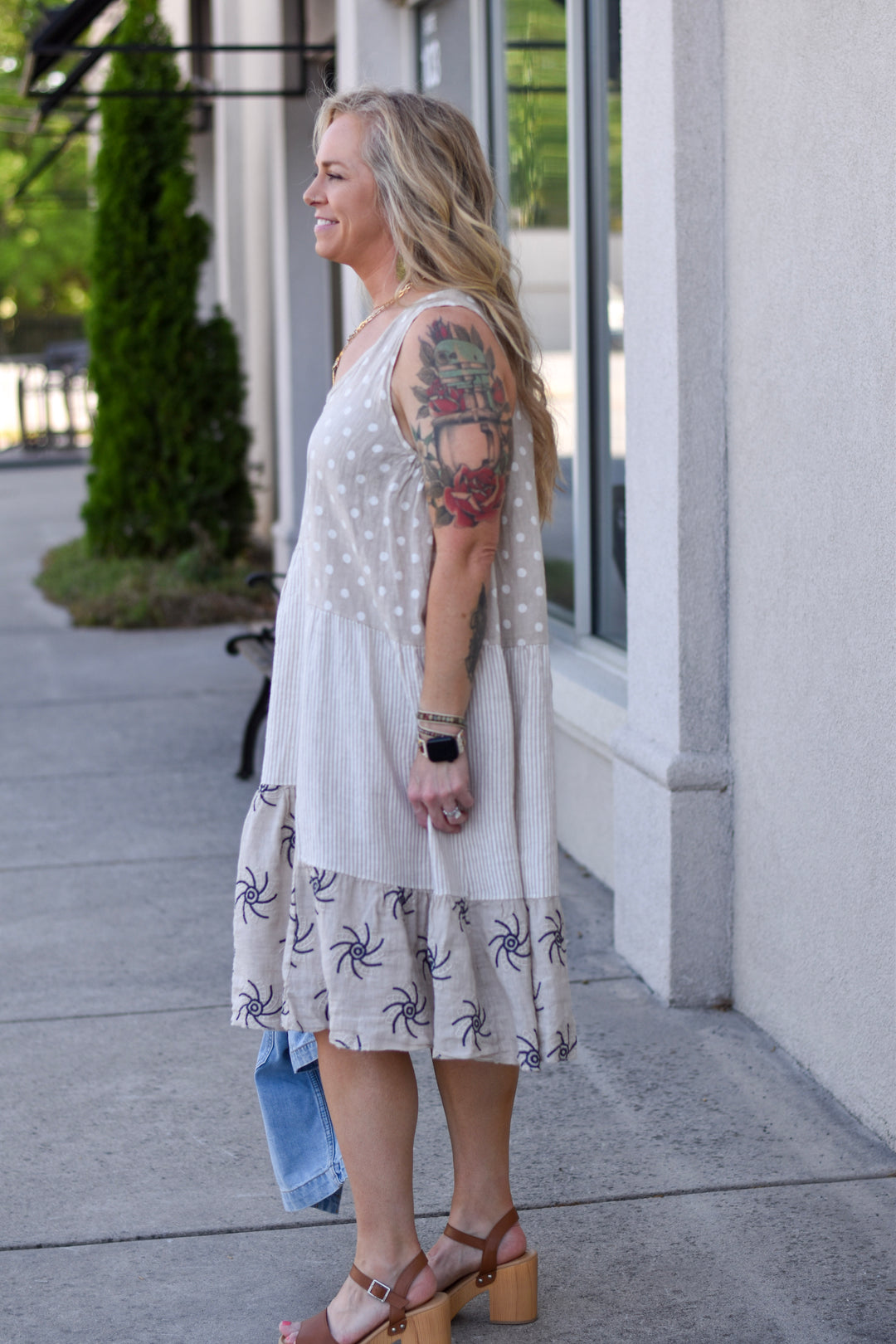 Tempo Paris Riviera Breeze Polka Linen Dress