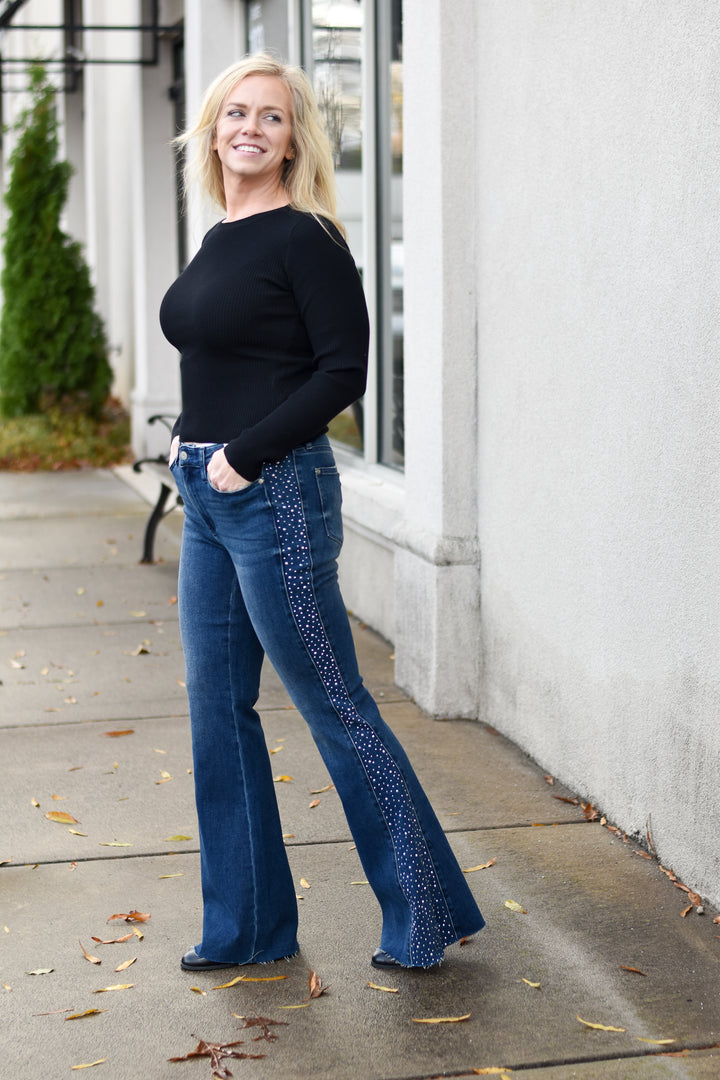 Judy Blue Rhinestone Flare Jeans