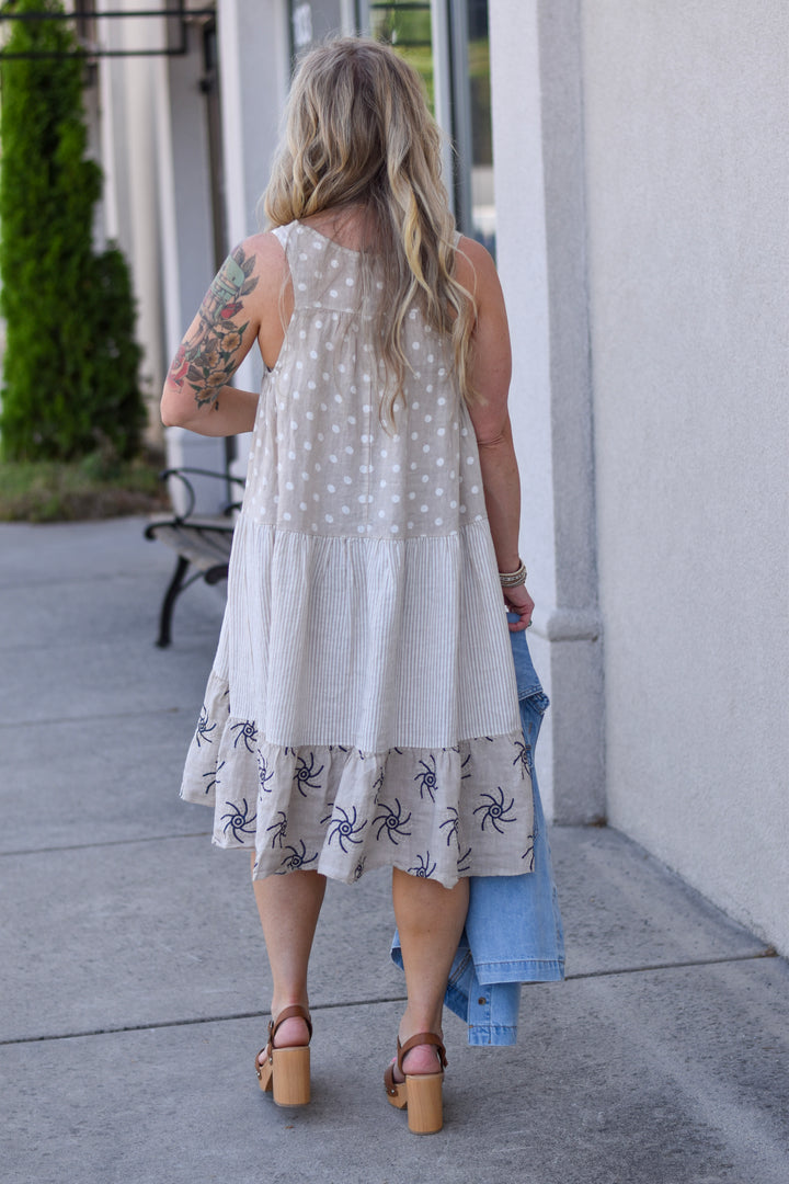 Tempo Paris Riviera Breeze Polka Linen Dress