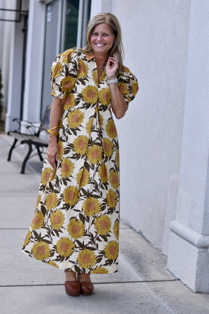 Pinch Golden Sunflower Midi Dress