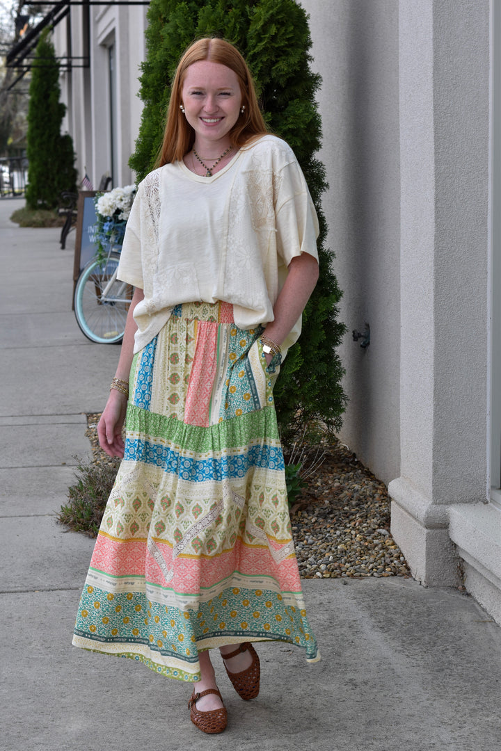 Desert Mosaic Boho Maxi Skirt