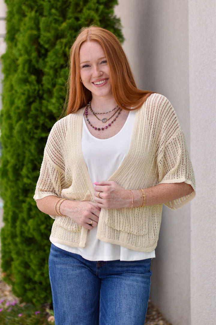 Natural Breeze Fishnet Cardigan