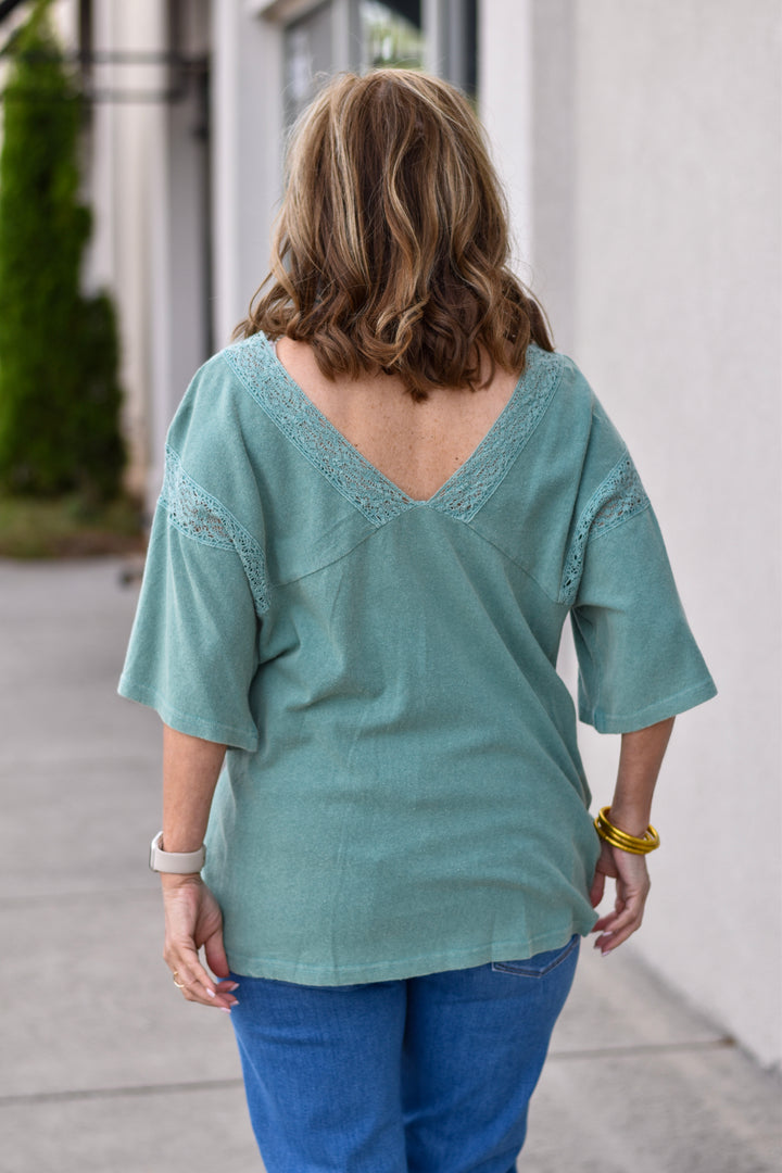 Easel Boho Lace Trim Top