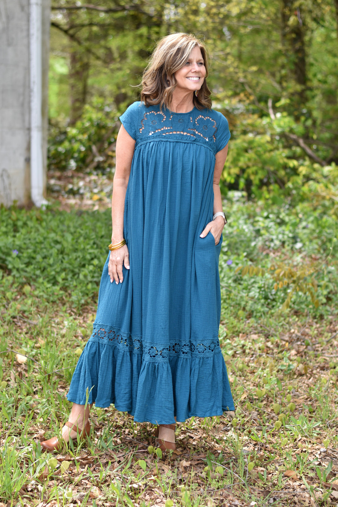 Oli & Hali Crochet Gauze Maxi Dress