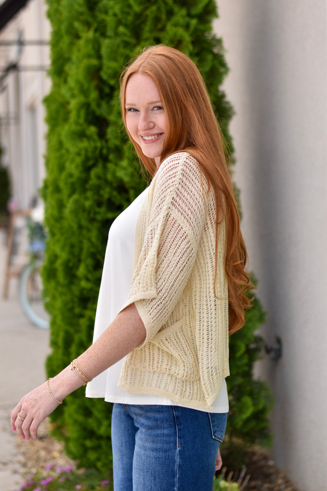 Natural Breeze Fishnet Cardigan