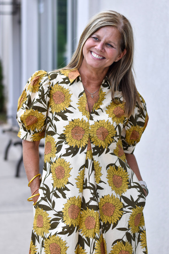 Pinch Golden Sunflower Midi Dress