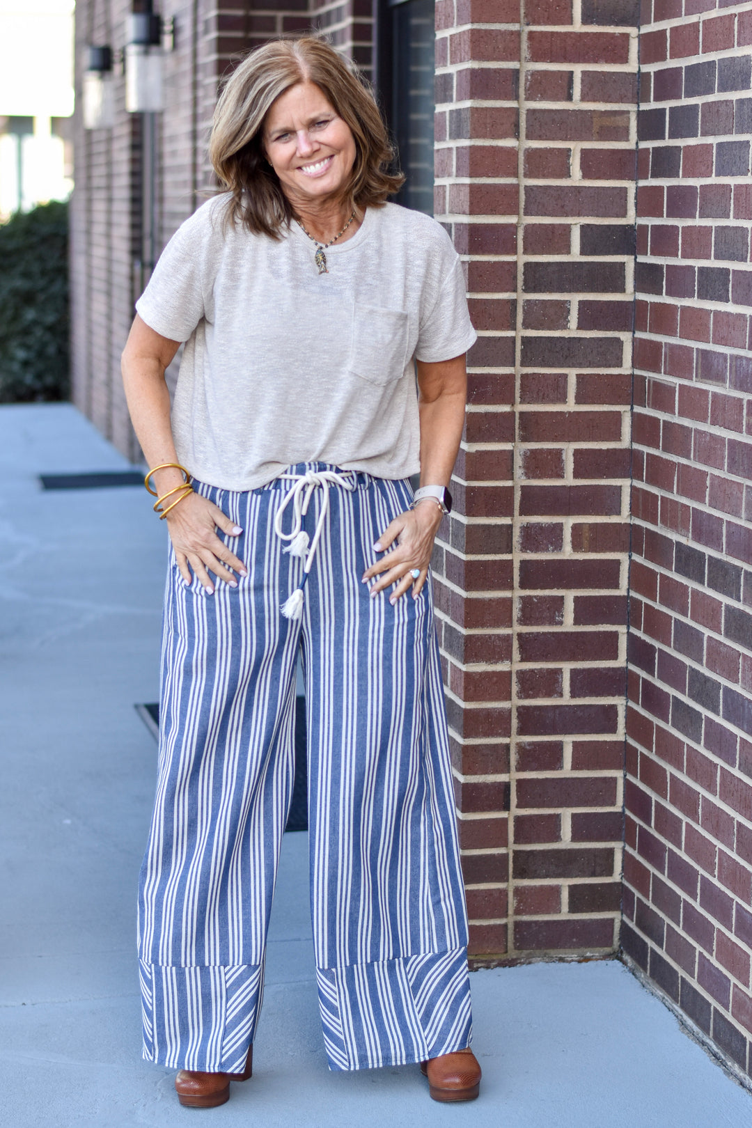 Easel Moonlit Harbor Stripe Pants