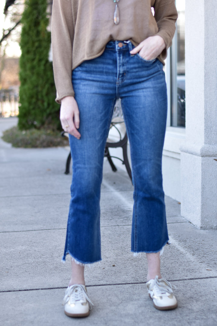 Vervet Blair High Rise Raw Step Hem Crop Jeans